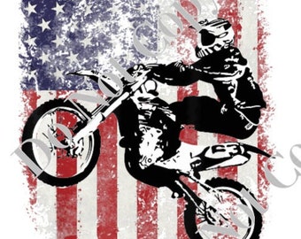 Amerikanische Flagge Motocross Biker PNG digitaler Download