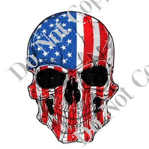 American Flag Skull PNG Digital Download