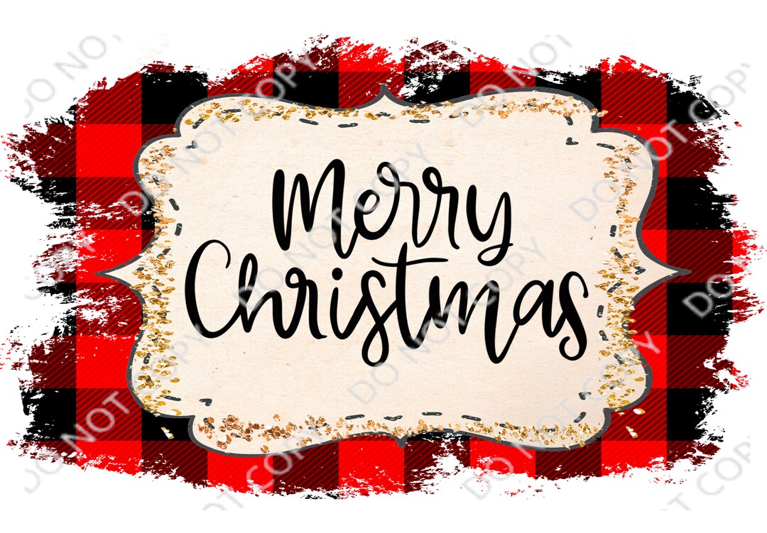 Merry Christmas Buffalo Plaid Border PNG Digital Download - Etsy