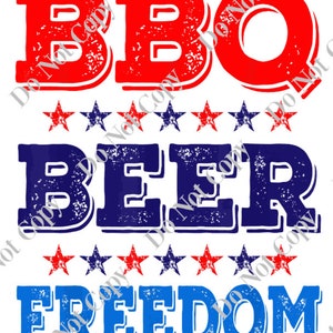 Fourth Of July BBQ Beer And Freedom PNG digital download