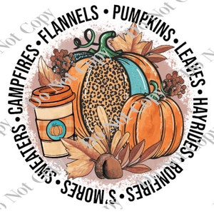 Flannels Pumpkins Leaves Hayrides Bonfires S'mores Sweaters Campfires PNG Digital Download
