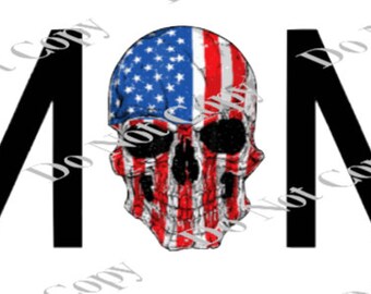 Mom American Flag Skull PNG Digital Download