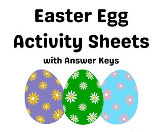 Egg Activity Sheets with Answer Keys Easter Word Search Christian Activity Kids Bible Worksheets  Coloring Matching Maze Youth Sunday School