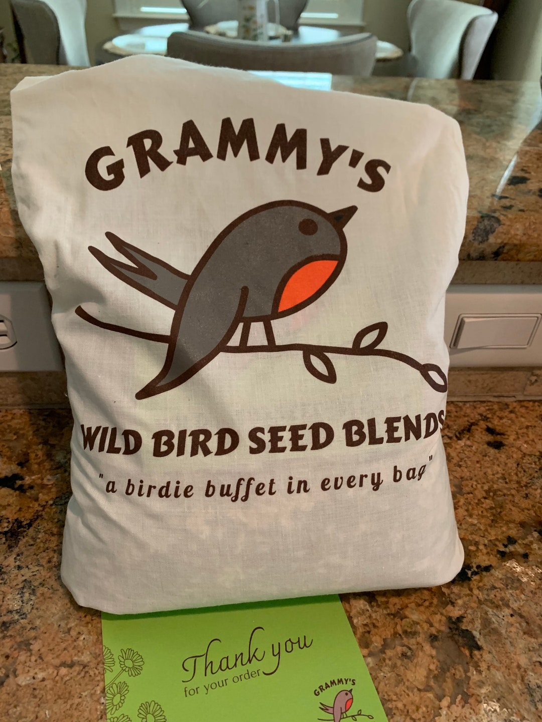12x20 Grammy's Wild Bird Seed Canvas Bag, Wild Bird Seed Sack, Wild