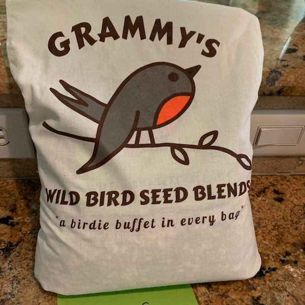 12x20 Grammy's Wild Bird Seed Canvas Bag, wild bird seed sack, wild bird seed container, cardinal food container, cotton sack