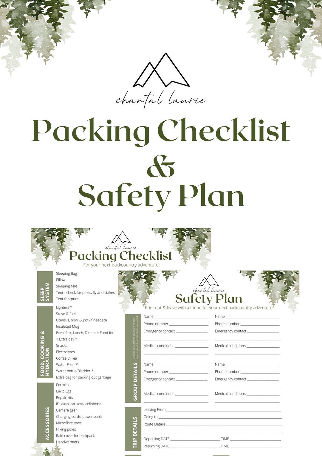 Backcountry Packing Checklist Printable PDF Backpacking Gear Etsy