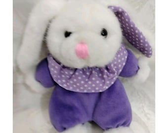 Vtg. Artic Circle Easter Bunny Rabbit Purple Outfit Plush Stuffed Animal Toy 6"