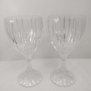 2 Mikasa Park Lane  Glasses Lead Crystal Wine/Goblets Water 6.75&quot; Nos