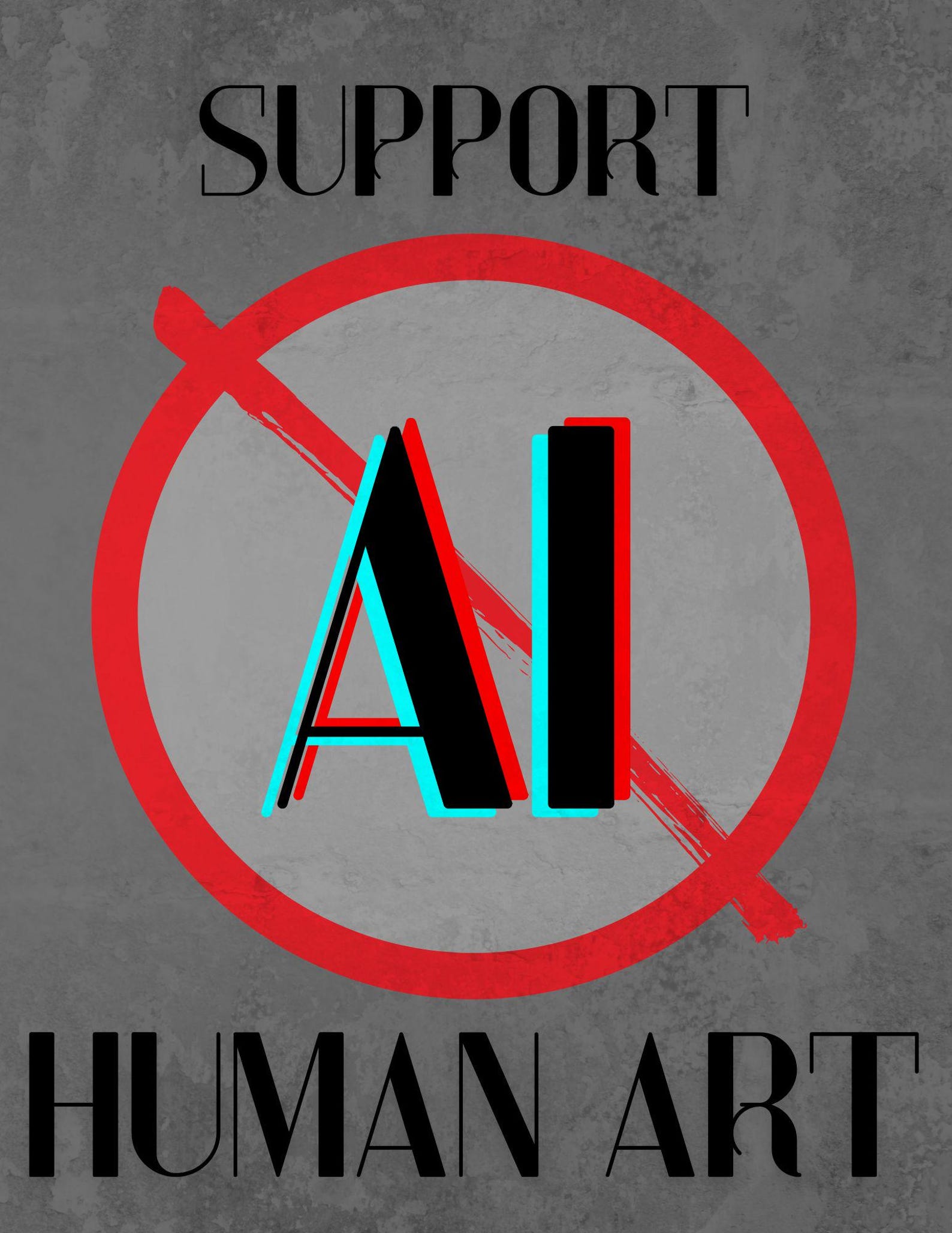 Anti Ai Printable Poster, Support Human Art, 1 Digitalposter - Etsy