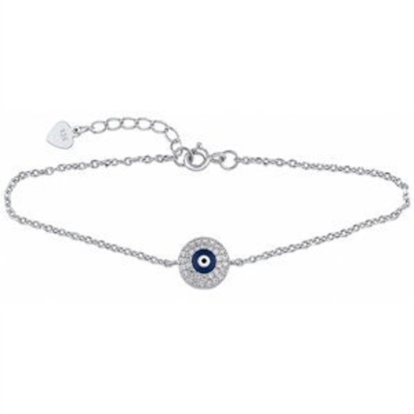Evil Eye Bracelet, 925 Sterling Silver Adjustable, AAA Cubic Zirconia Jewelry for Women - Protection