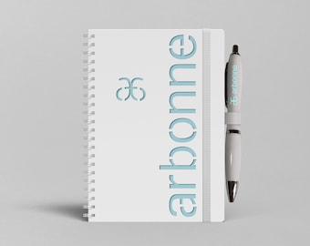 Notebook and Pen Set, Arbonne Gifts, Hard Cover Journal, Arbonne Logo Design Printed A5 S Spiral 80 Page Notebook For Beautician