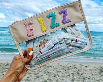 Fizz Stick Clear Pouch – Chenille Lettering Zip Bag