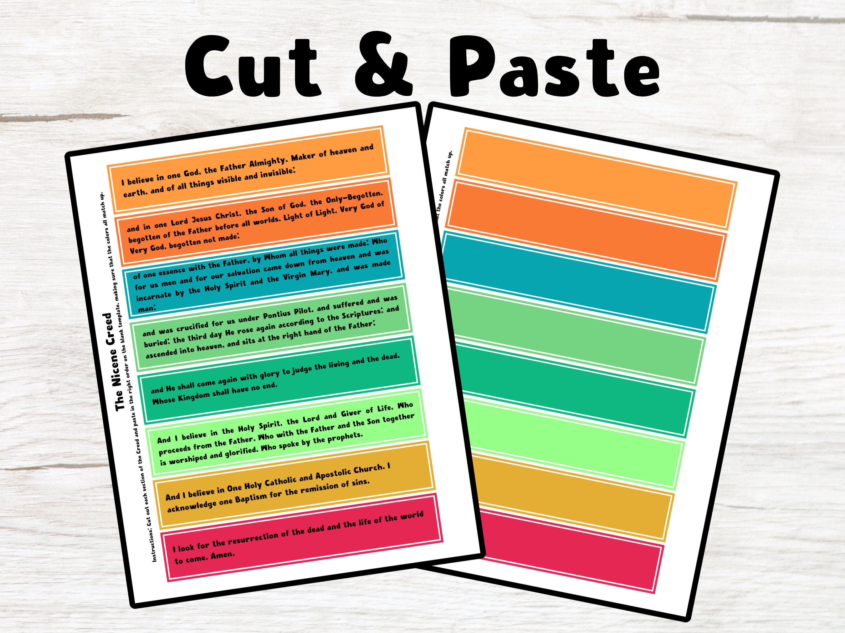 Nicene Creed Activity Pack Memorization Activities for Christian ...