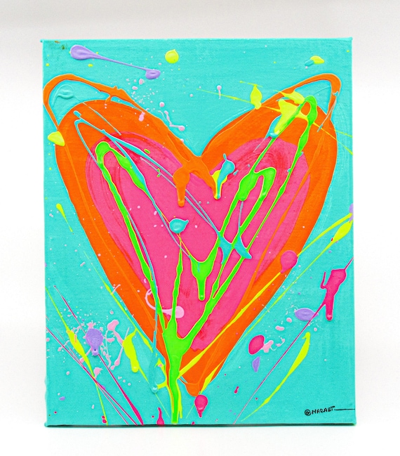 Heart Painting, Painting of Hearts, Canvas of Hearts, Acrylic Hearts, Art  Decoration, Decoration for Children, Baby's Room, Colored Hearts 