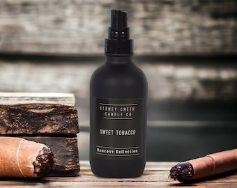 Sweet Tobacco, Mancave, Room Spray, Masculine, Tobacco, Honey, Amaretto, 4oz Glass Bottle, Car Spray, Linen Spray, Air Freshener, Sweet