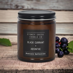 Black Currant + Absinthe, Mancave Collection, Saffron, Masculine Scented, Fragrant, Candle for Him, Candles for Men, Strong Scent, Musk