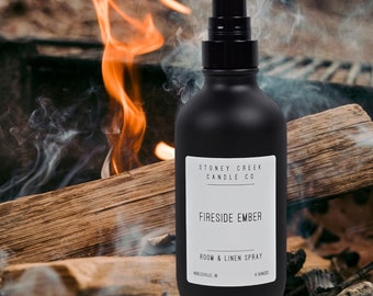 Fireside Ember Room Spray | Palo Santo Amber Linen Spray | Spiced Wood Home Fragrance Mist | Strong Room Spray