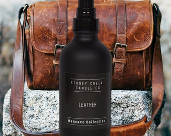 Leather, Mancave, Fragrant, Masculine, Cedar, Musk, 4oz Bottle, Car Spray, Room Spray, Linen Spray, Gift for Him, New Car, Air Freshener