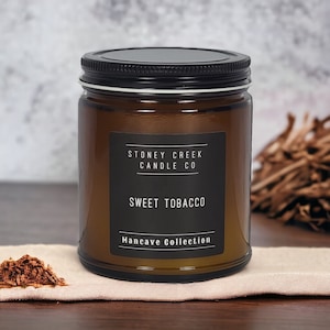 Sweet Tobacco, Mancave Collection, Tobacco, Honey, Amaretto, Masculine Scented, Fragrant, Candle for Him, Strong Scent, Pipe Ready, Sweet
