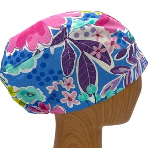 Personalized floral euro scrub cap, Spring surgical cap for women, Adjustable with elastic toggle, Pixie scrub hat, Custom nurse gift