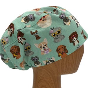Personalized dog scrub cap, Custom veterinarian surgery cap, Euro scrub hat women, Vet tech gift, Pediatric nurse scrub cap adjustable, Cute