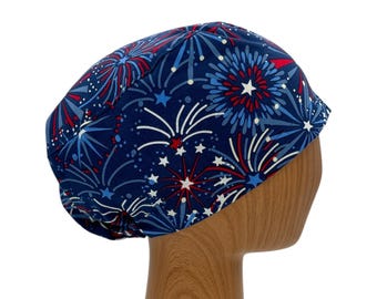 Patriotic euro scrub cap personalized, July 4th Independence Day medical hat, Adjustable elastic toggle, Custom nurse gift, Summer scrub hat