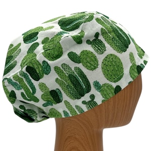 Cactus euro scrub cap personalized, Surgical cap for women, Adjustable elastic toggle, Pixie scrub hat, Custom nurse gift, Graduation gift