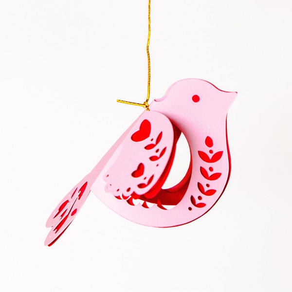 Bird SVG, Scandinavian Patterned Bird Ornament