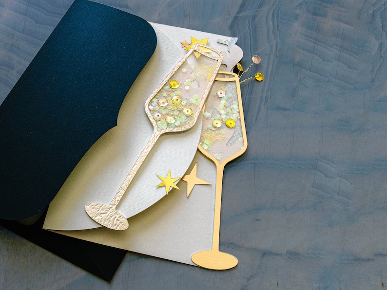 Pop the Champagne Shaker Card SVG Design image 2