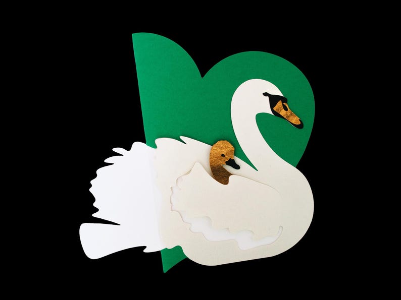 Mother and Baby Swan Card SVG | Baby Shower Card and Mother’s Day Card ...