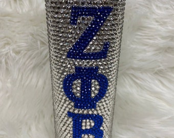 Zeta Phi Beta Rhinestone Bling Tumbler, 20oz Tumbler, Stainless Steel