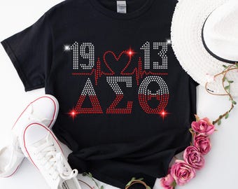 Delta-shirt met strass-steentjes, bling-kleding,