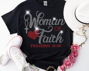 Blingshirt, dames-T-shirt strass, religieus, spiritueel shirt