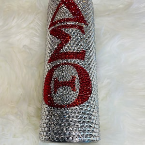 Delta Sigma Theta Bling Tumbler w/ elephant on the back.