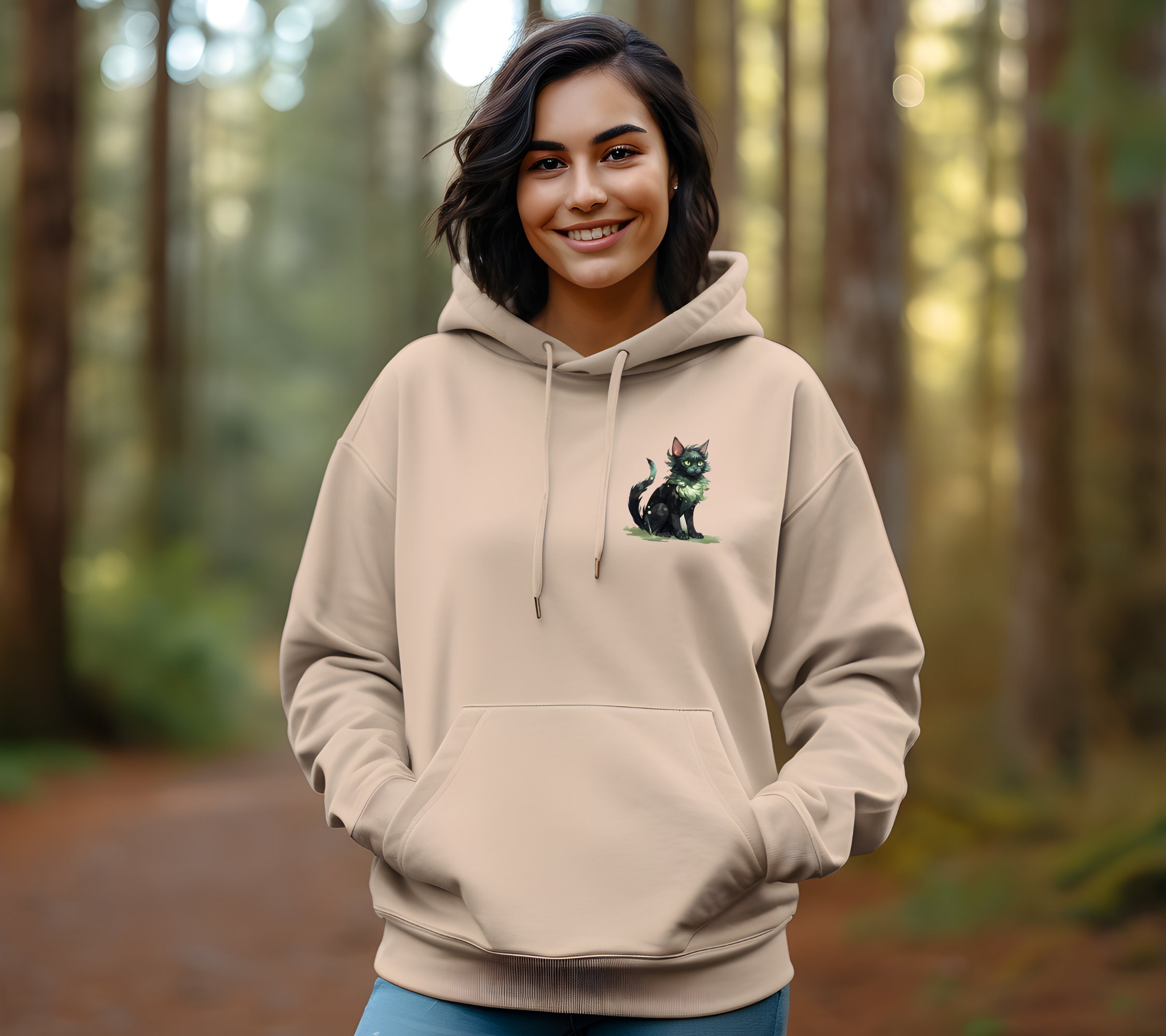 Green cat hoodie best sale