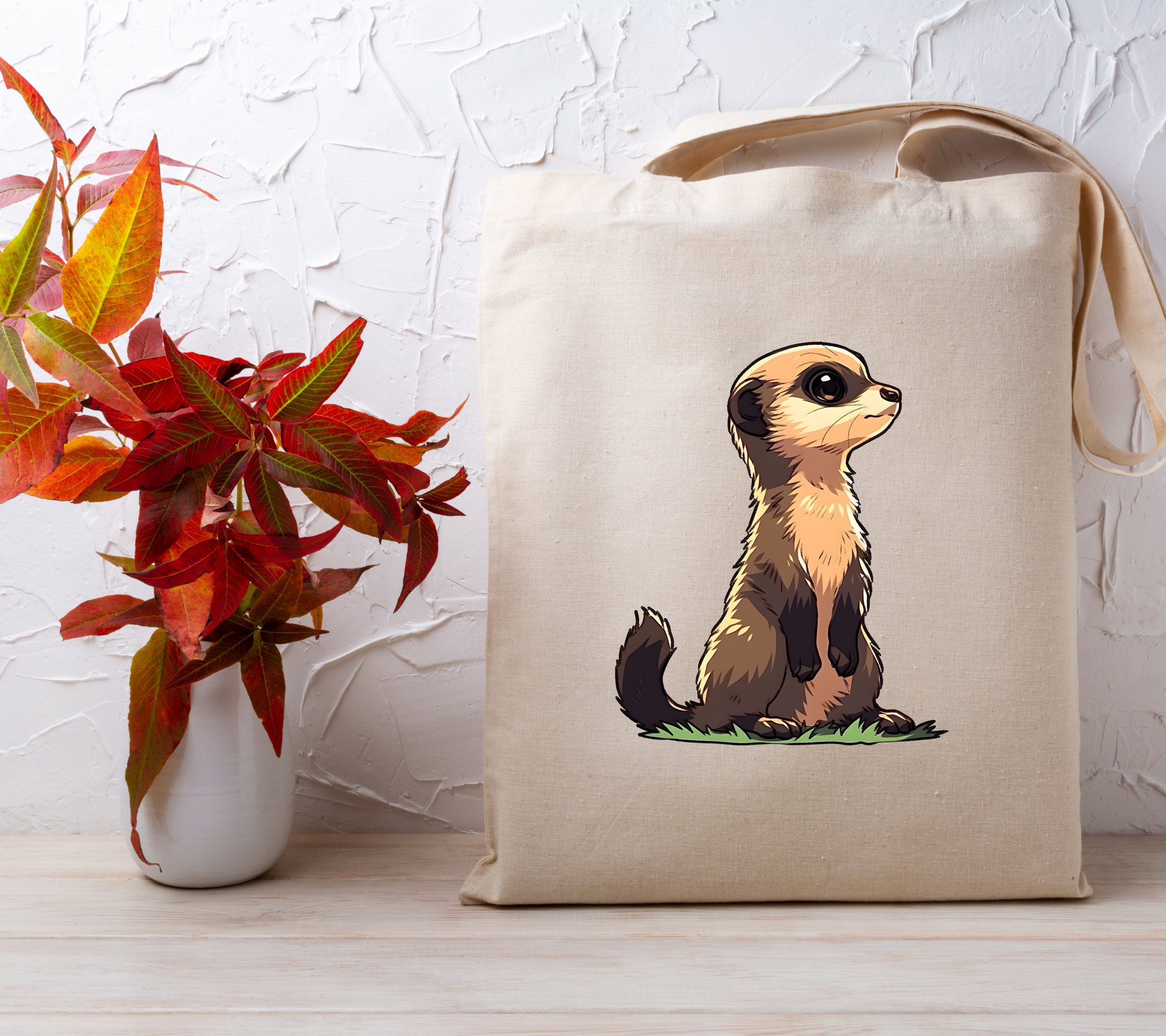 Jutebeutel Mit Erdmännchen-Motiv – 10 Liter, 100% Baumwolle, Nachhaltig, OEKO-TEX Zertifiziert
