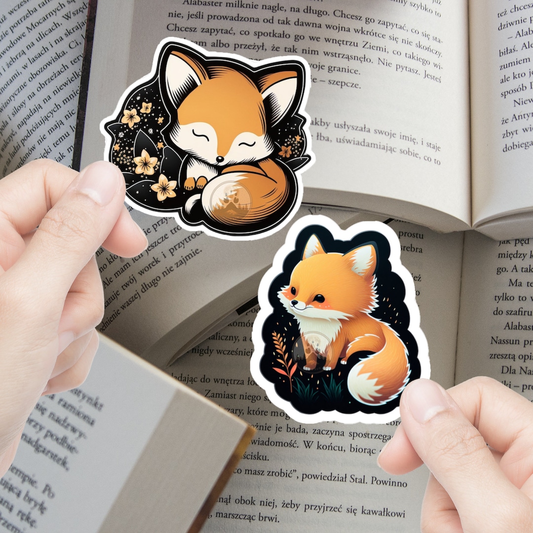 Cute Fox Vinly Stickers, Cute Fox Sticker Pack, Fox, Book Stickers