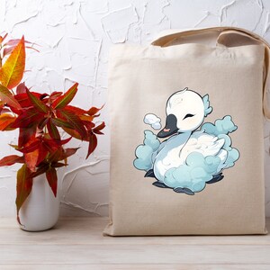 Swan Tote Bag, Animal Lover, Organic Cotton Tote Bag, Reusable Shopping Bag, Market Bag, Gift For Book Lover, Gift For Friends