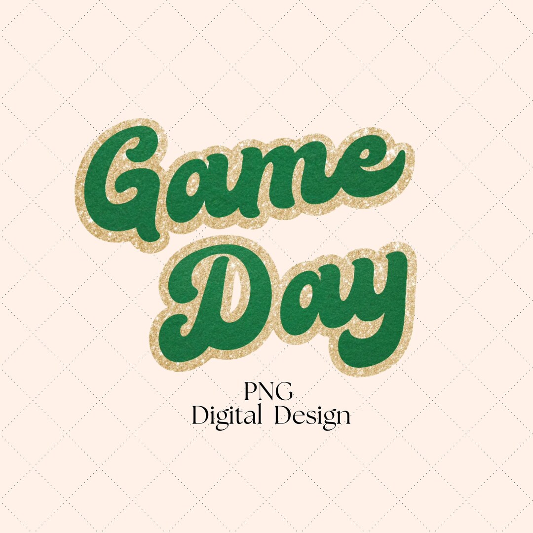 Green and Gold Game Day PNG Digital Download Retro Football Etsy