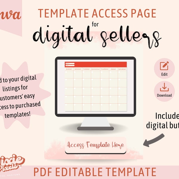 Digital Download Link Template for Etsy Sellers| PDF Edit in Canva, Commercial Use Friendly