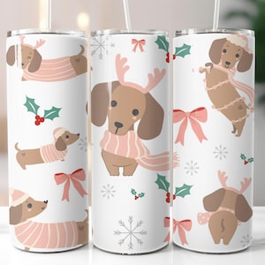 Christmas Dachshund 20 oz Skinny Sublimation Design, Dachshund Mom Dog Tumbler Wrap, Instant Digital Download