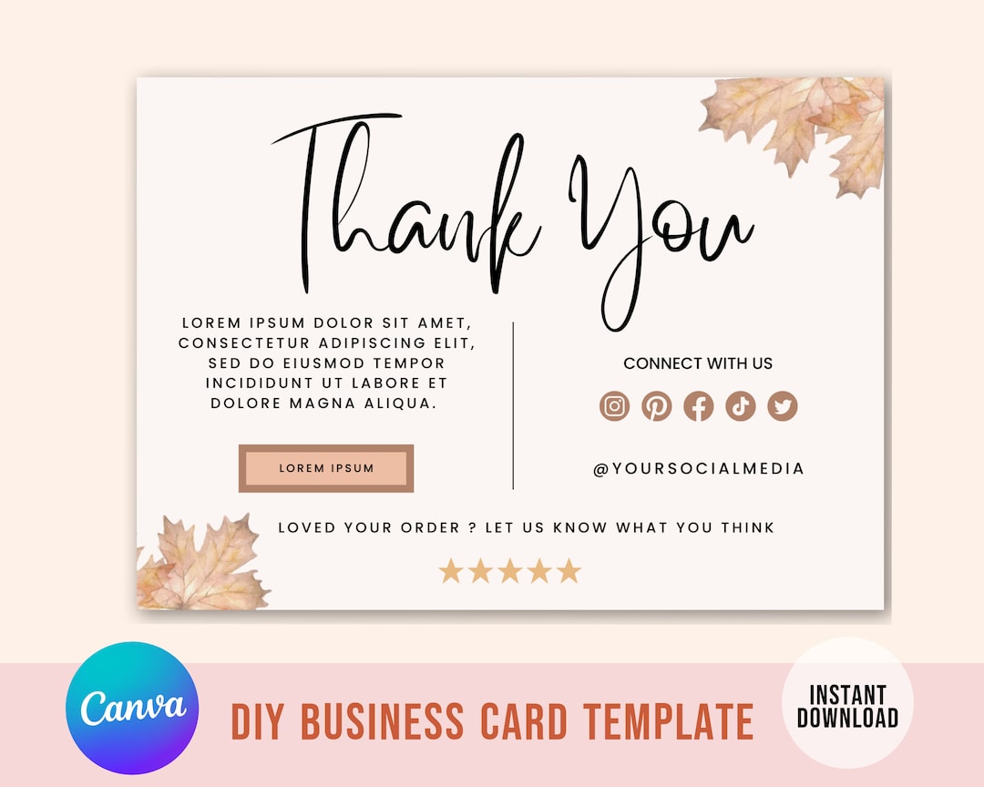 Business Thank You Card Template Canva Fall Theme | Edit and Customize ...