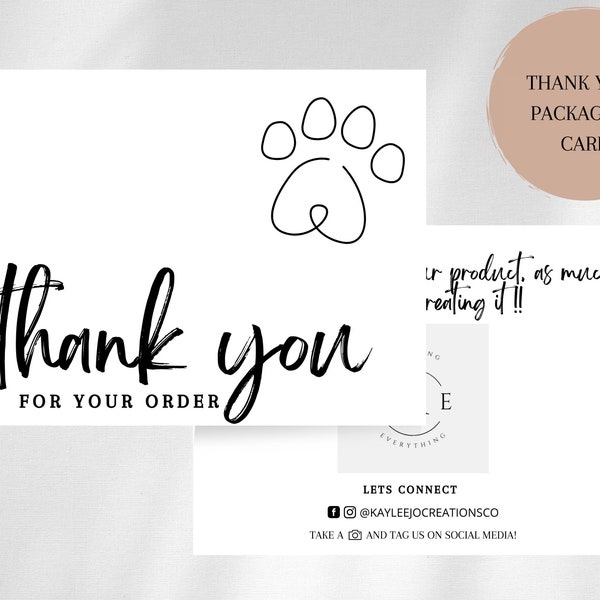 Paw Print Thank You - Etsy