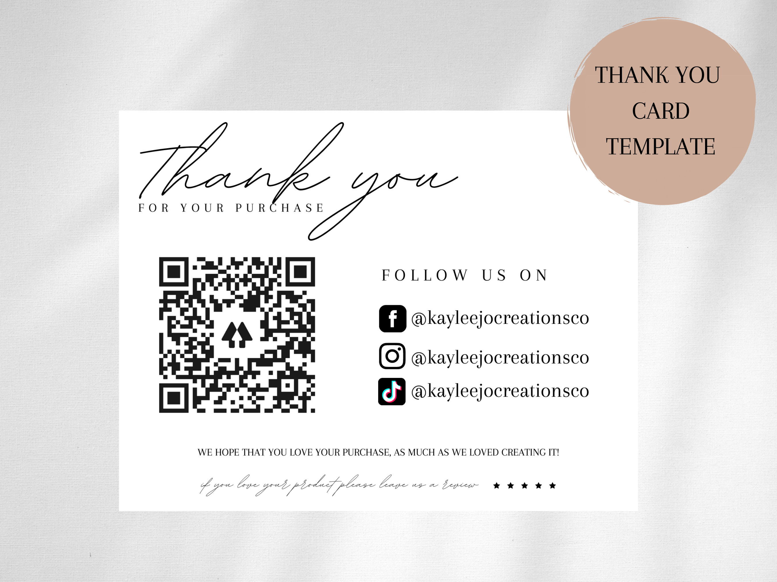 Small Business Thank You Card, QR Code Card, Thank You Card, Canva