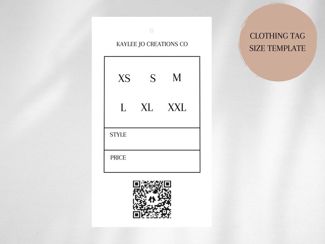 Clothing Tag Template, Clothing Size Template, Editable Clothing Size ...