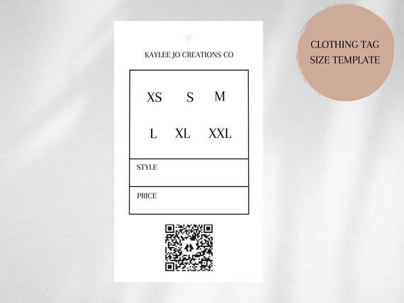 Clothing Tag Template Clothing Size Template Editable - Etsy