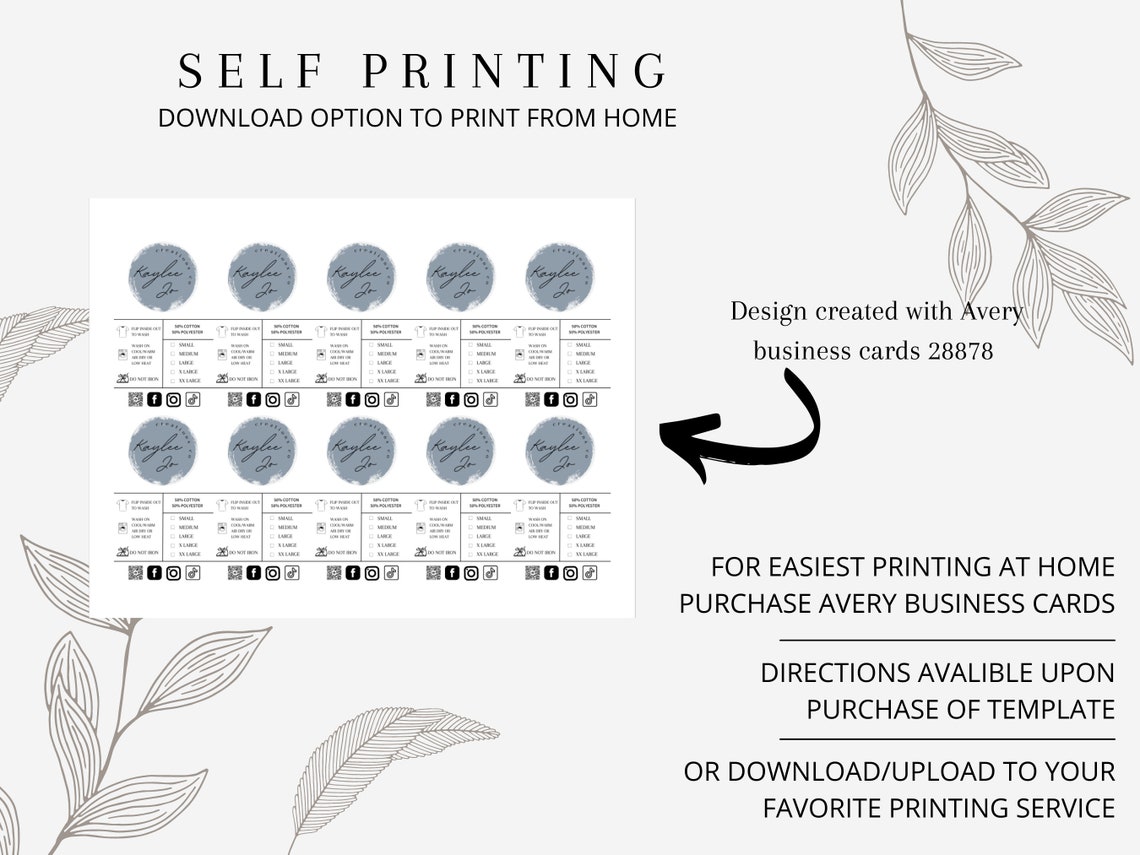 Clothing Tag Template, Clothing Size Template, Editable Clothing Size Template, Canva Template