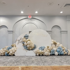 Dusty Blue and White Balloon Garland Kit, Kids Birthday Party, Baby Shower, Bridal Shower, Love You To The Moon, Elegant Party Baby Boy