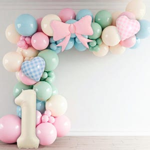 Ghirlanda di palloncini One Silly Goose - Decorazione per feste di compleanno, kit arco pastello per bambine, palloncini EmpowerMint rosa e blu
