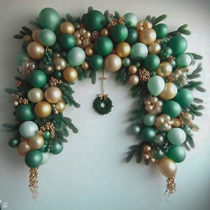 DIY Holiday Green and Gold Theme Garland Arch Kit / Christmas, New Years, Birthday, Winter Holidays, Mint, Gold, Evergreen